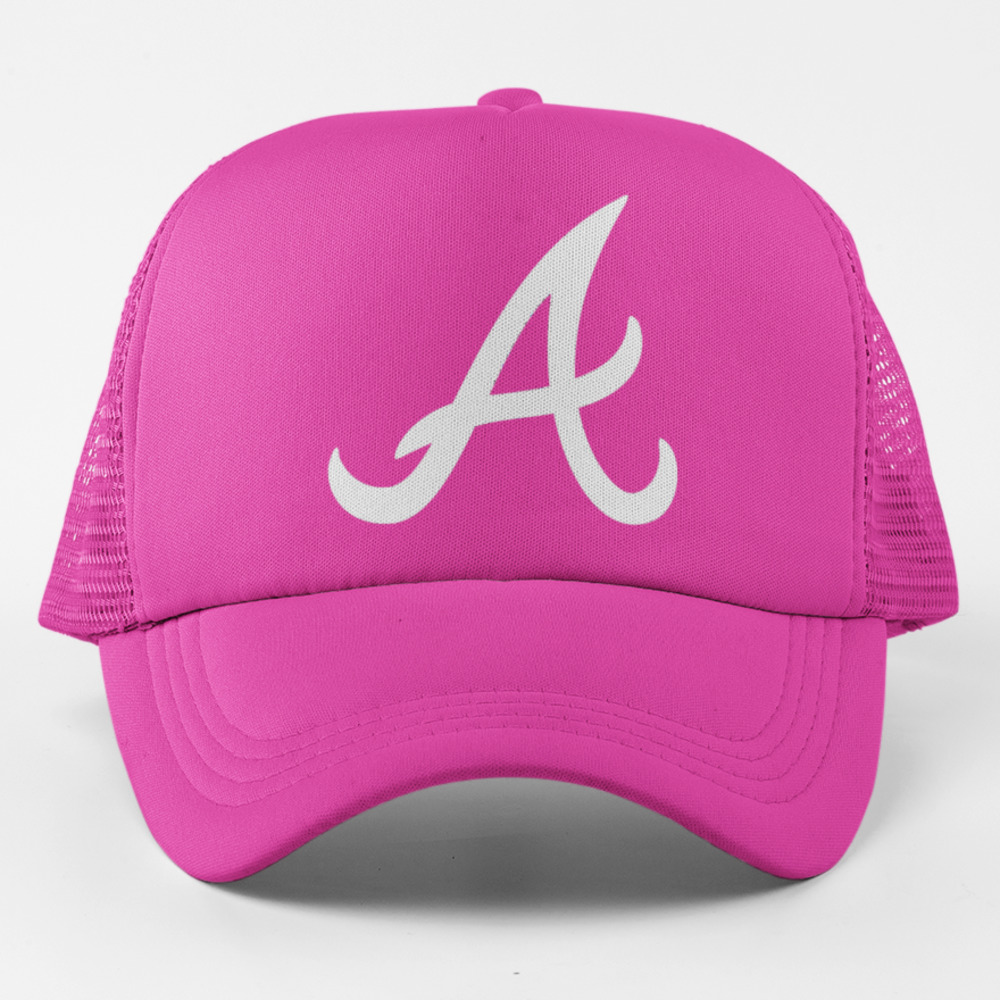 NEW Atlanta Braves A Foam Trucker Snapback Hat HOT PINK